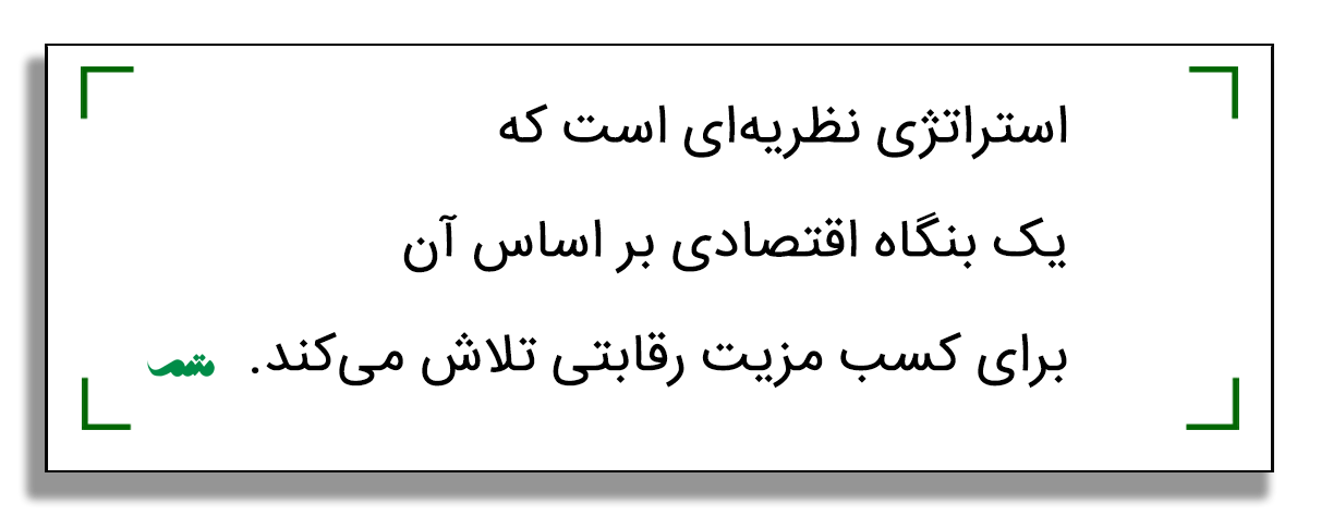 استراتژی نظریه‌ای است که یک بنگاه اقتصادی بر اساس آن برای کسب‌ مزیت رقابتی تلاش می‌کند.