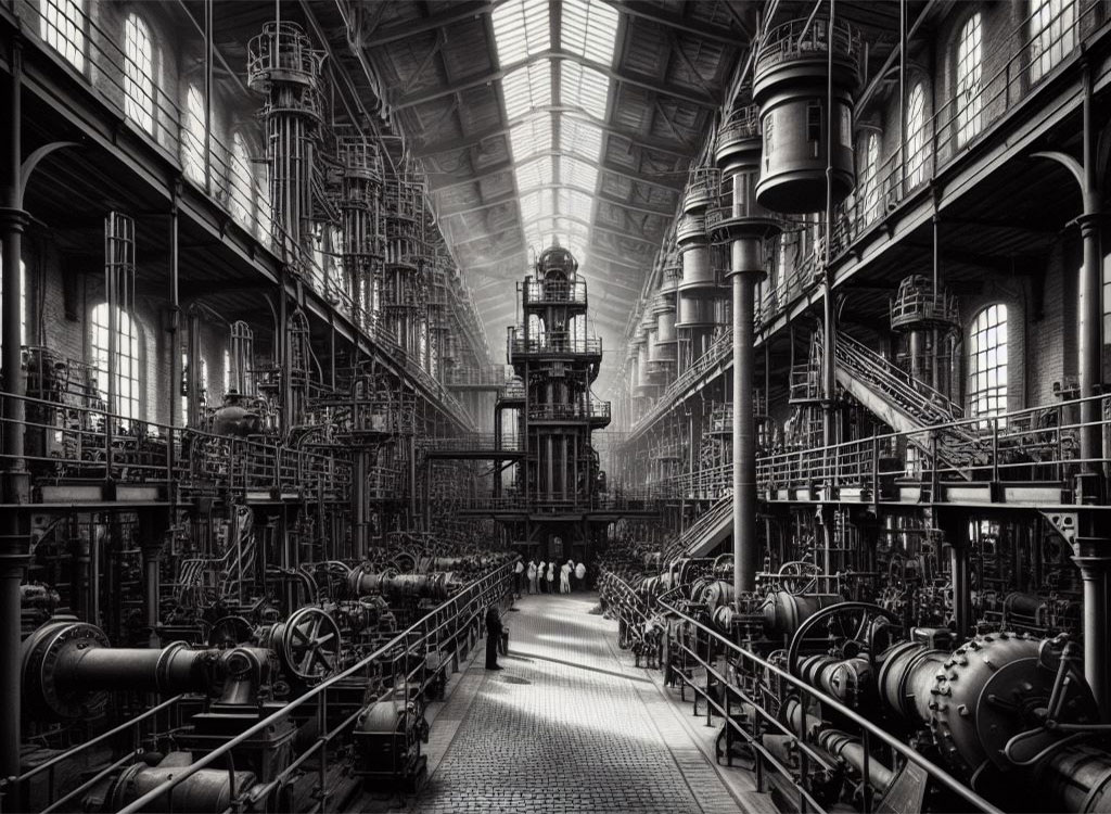 عکس یک کارخانه قدیمی پس از انقلاب صنعتی در دوران هنری گانت