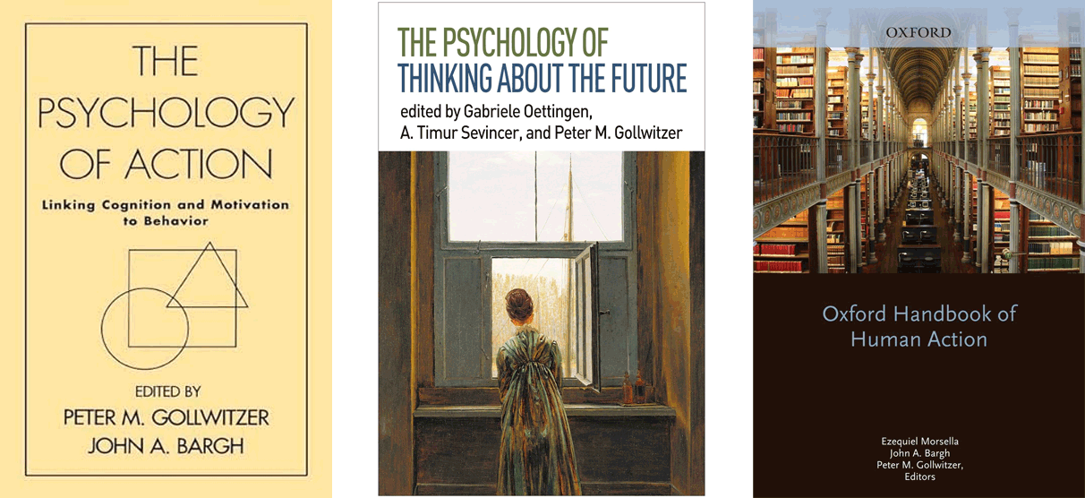 َعکس جلد سه کتاب از گالویتزر کتاب The Psychology of Action و کتاب Thinking about the Future و Handbook of Human Action